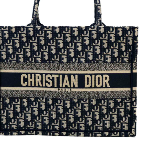 Dior Book Tote Media Tela Blu