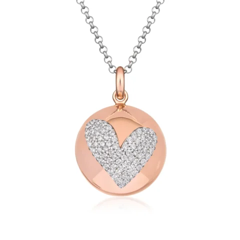 CHIAMA ANGELI IN ARGENTO ROSATO E CUORE DI ZIRCONI