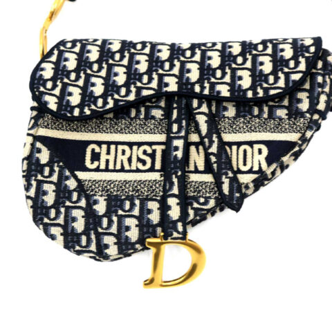 Dior Saddle Ricamo Dior Oblique Tela Blu