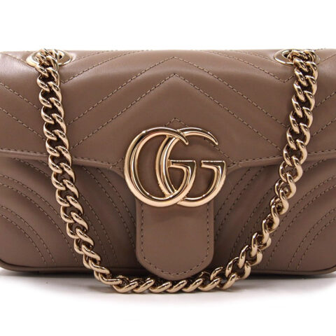 Gucci Borsa a Spalla GG Marmont Misura Piccola Pelle Beige Rosato