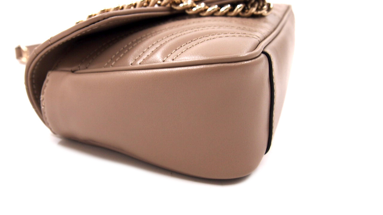 Gucci Borsa a Spalla GG Marmont Misura Piccola Pelle Beige Rosato - immagine 5