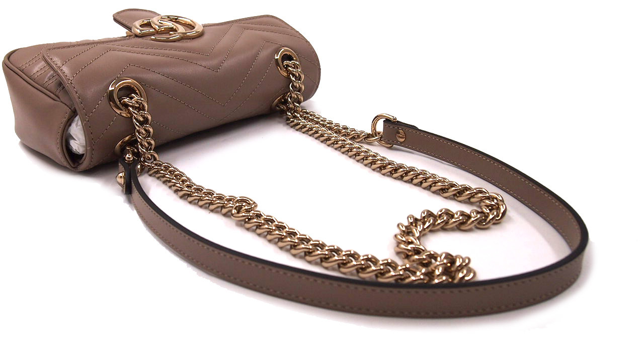 Gucci Borsa a Spalla GG Marmont Misura Piccola Pelle Beige Rosato - immagine 3