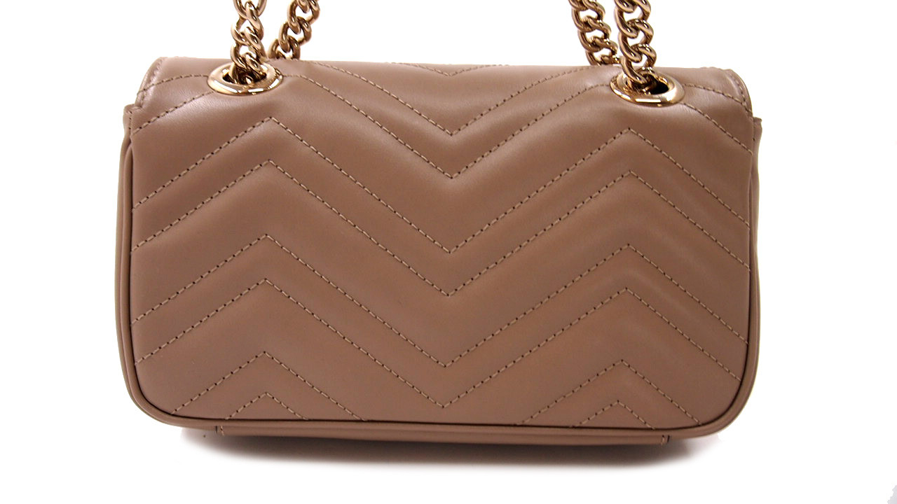 Gucci Borsa a Spalla GG Marmont Misura Piccola Pelle Beige Rosato - immagine 2