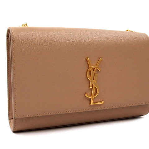 Saint Laurent Kate Medium Pelle Grain De Poudre Dark Beige