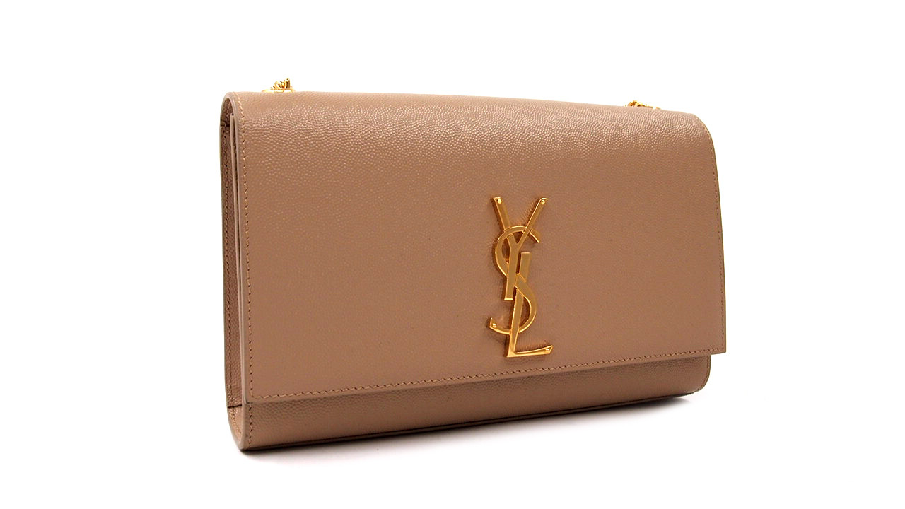 Saint Laurent Kate Medium Pelle Grain De Poudre Dark Beige