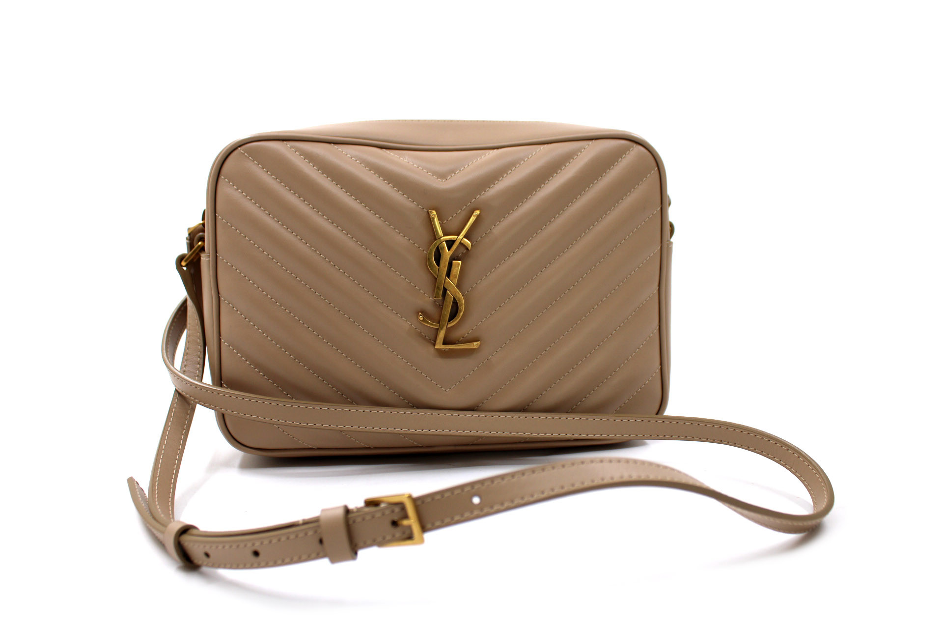Saint Laurent Camera Bag Lou Pelle Trapuntata Beige - immagine 2