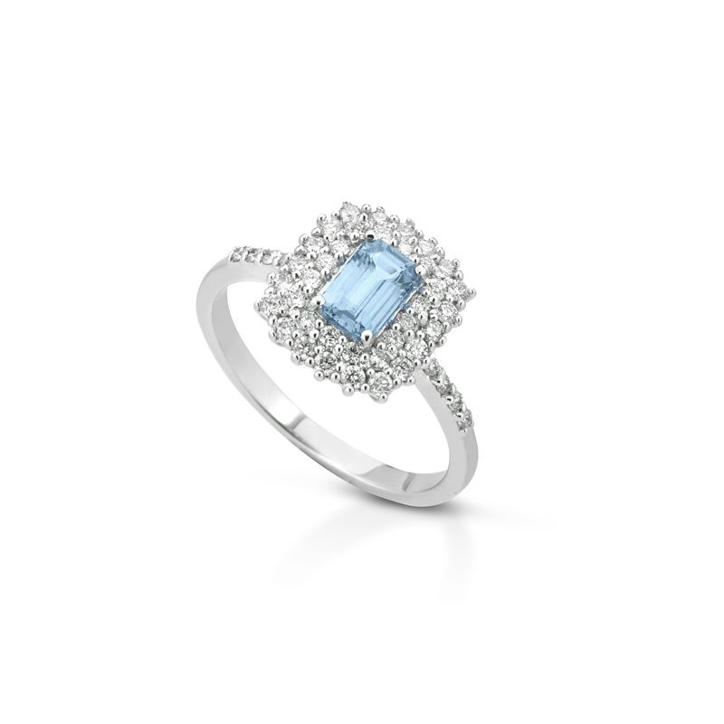 Anello Acqua Marina Prisma