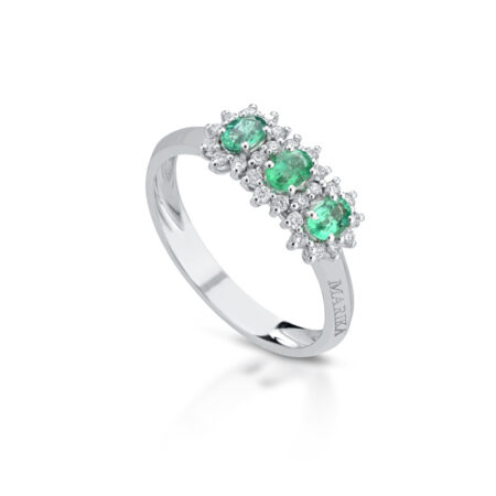 Anello Trilogy Smeraldi