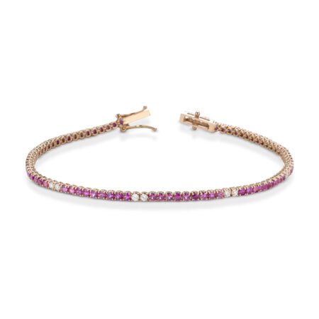 Bracciale Tennis Zaffiri Rosa Naturali 18kt