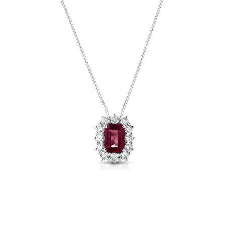 Collana Rubino Taglio Smeraldo