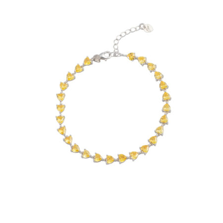 Bracciale Tennis Cuori Gialli Arg.925