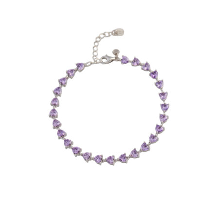 Bracciale Tennis Cuori Viola Arg.925