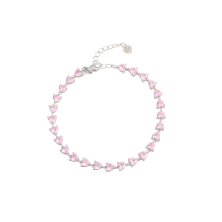 Bracciale Tennis Cuori Rosa Arg.925