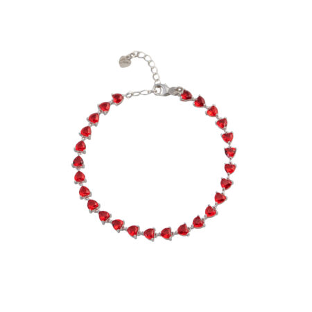 Bracciale Tennis Cuori Rossi Arg.925