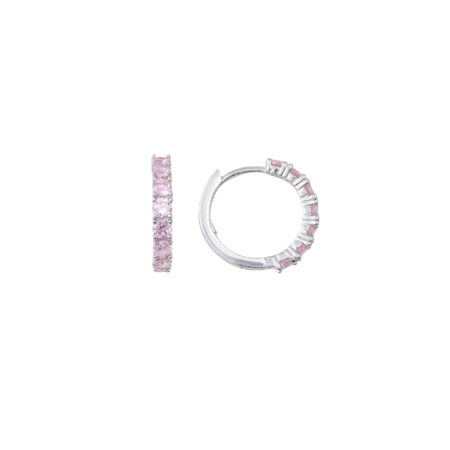 Orecchini Cerchietto Zirconi Rosa Arg.925