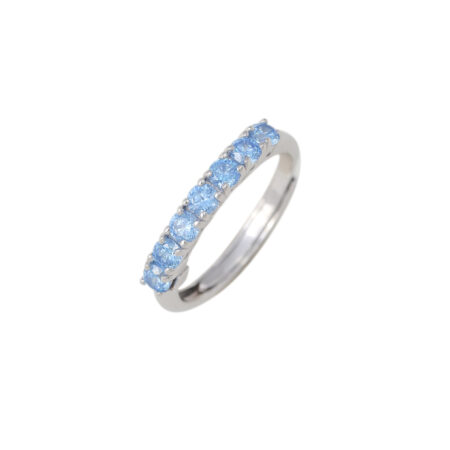 Anello Veretta Zirconi Celeste Arg.925 Regolabile