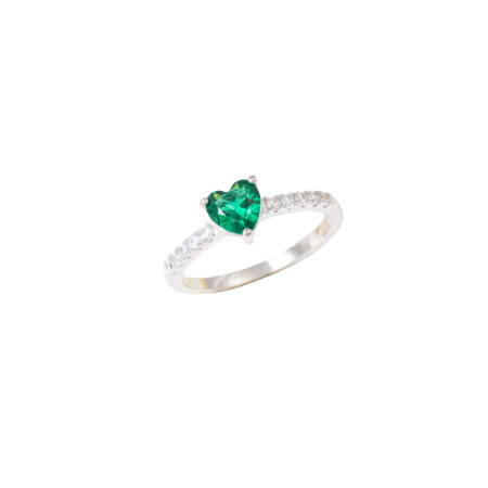 Anello Cuore Prezioso Verde Arg.925