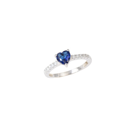 Anello Cuore Prezioso Blu Arg.925