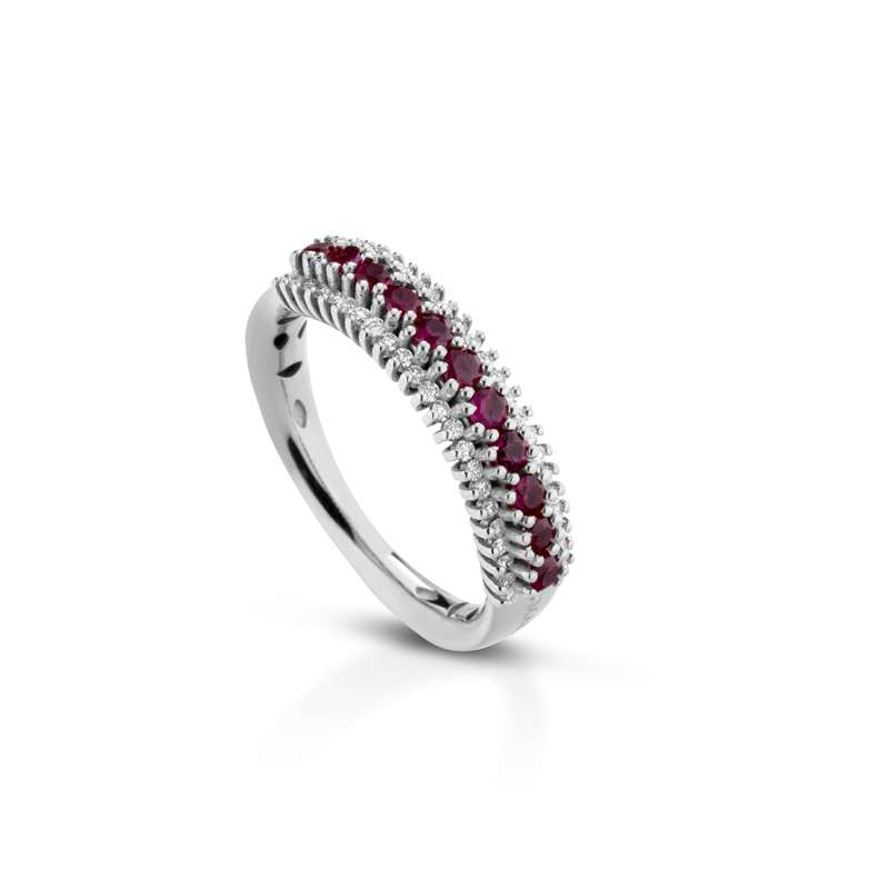 Anello Veretta Flux Rubini 18kt