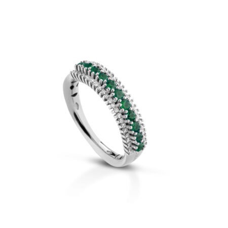Anello Veretta Flux Smeraldi 18kt