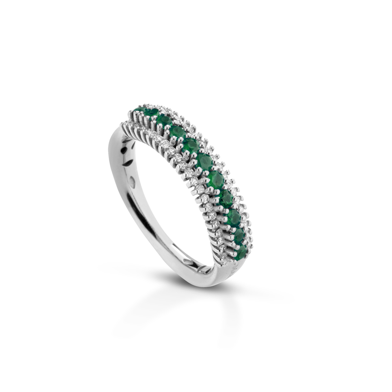 Anello Veretta Flux Smeraldi 18kt