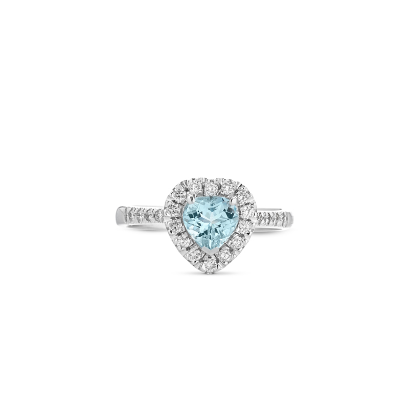 Anello Acqua Marina Cuore 18kt