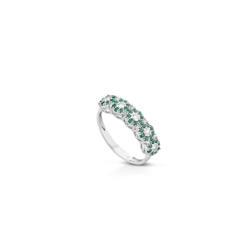 Anello Veretta Unica Smeraldi 18kt