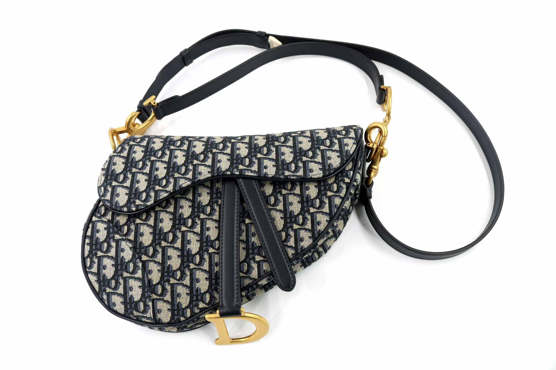 Dior Borsa a Tracolla Saddle Jacquard Dior Oblique Blu