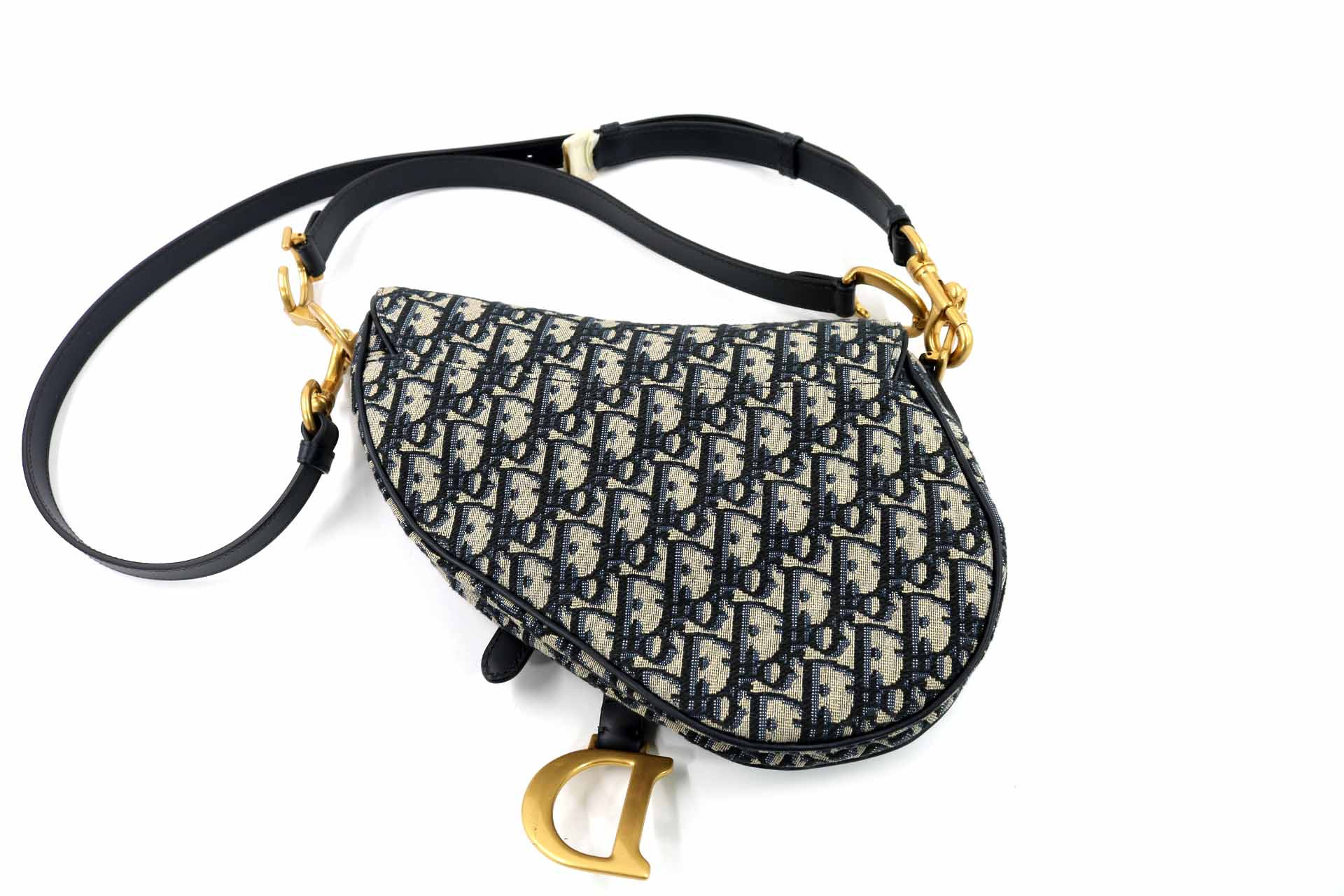 Dior Borsa a Tracolla Saddle Jacquard Dior Oblique Blu - immagine 2