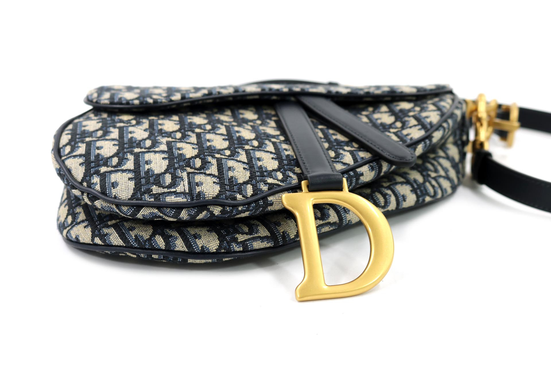 Dior Borsa a Tracolla Saddle Jacquard Dior Oblique Blu - immagine 4