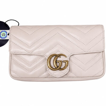 Gucci Borsa a Spalla GG Marmont Misura Piccola Pelle Bianca
