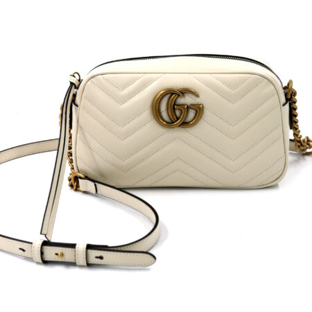 Gucci Camera Bag GG Marmont Misura Piccola Pelle Bianca