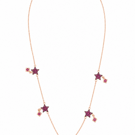 Collana Stelle Rose con Cristalli Fucsia 925%