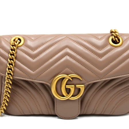 Gucci Borsa a Spalla GG Marmont Misura Media Pelle Beige