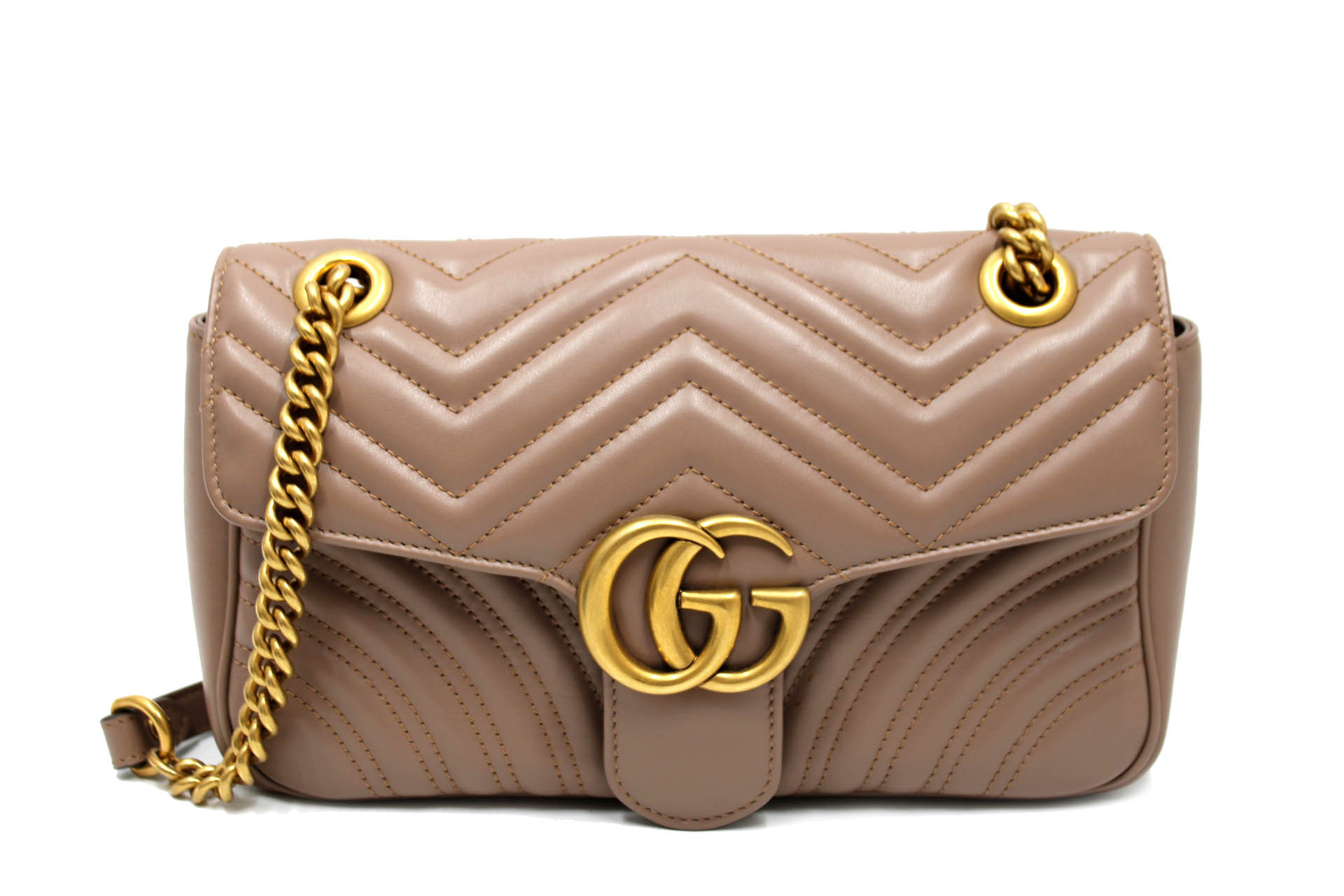 Gucci Borsa a Spalla GG Marmont Misura Media Pelle Beige