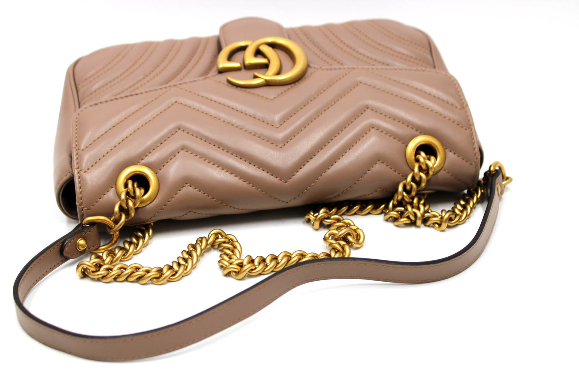 Gucci Borsa a Spalla GG Marmont Misura Media Pelle Beige - immagine 3