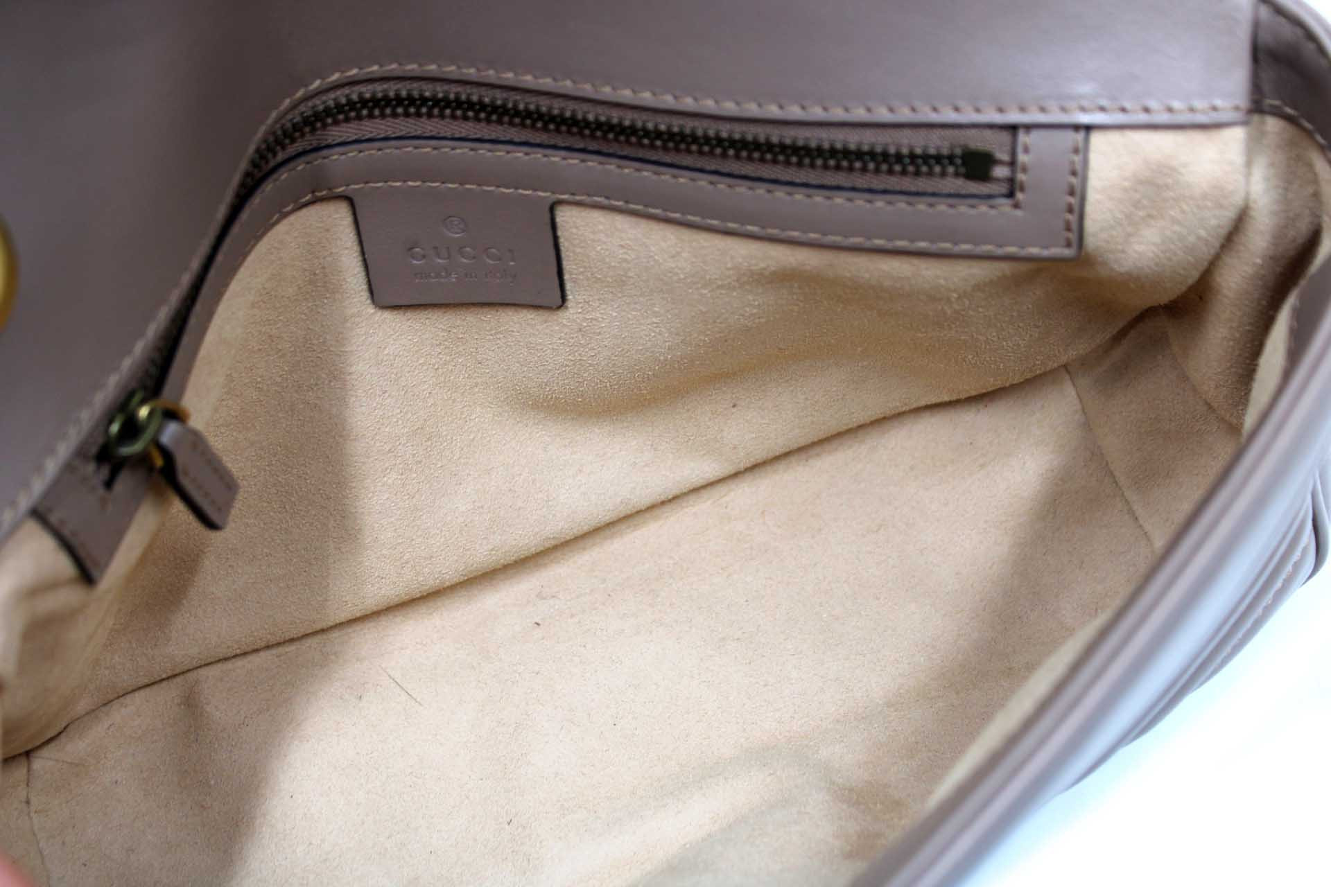 Gucci Borsa a Spalla GG Marmont Misura Media Pelle Beige - immagine 7