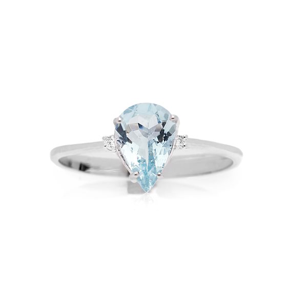 Anello Acqua Marina Goccia Di Mare 18kt