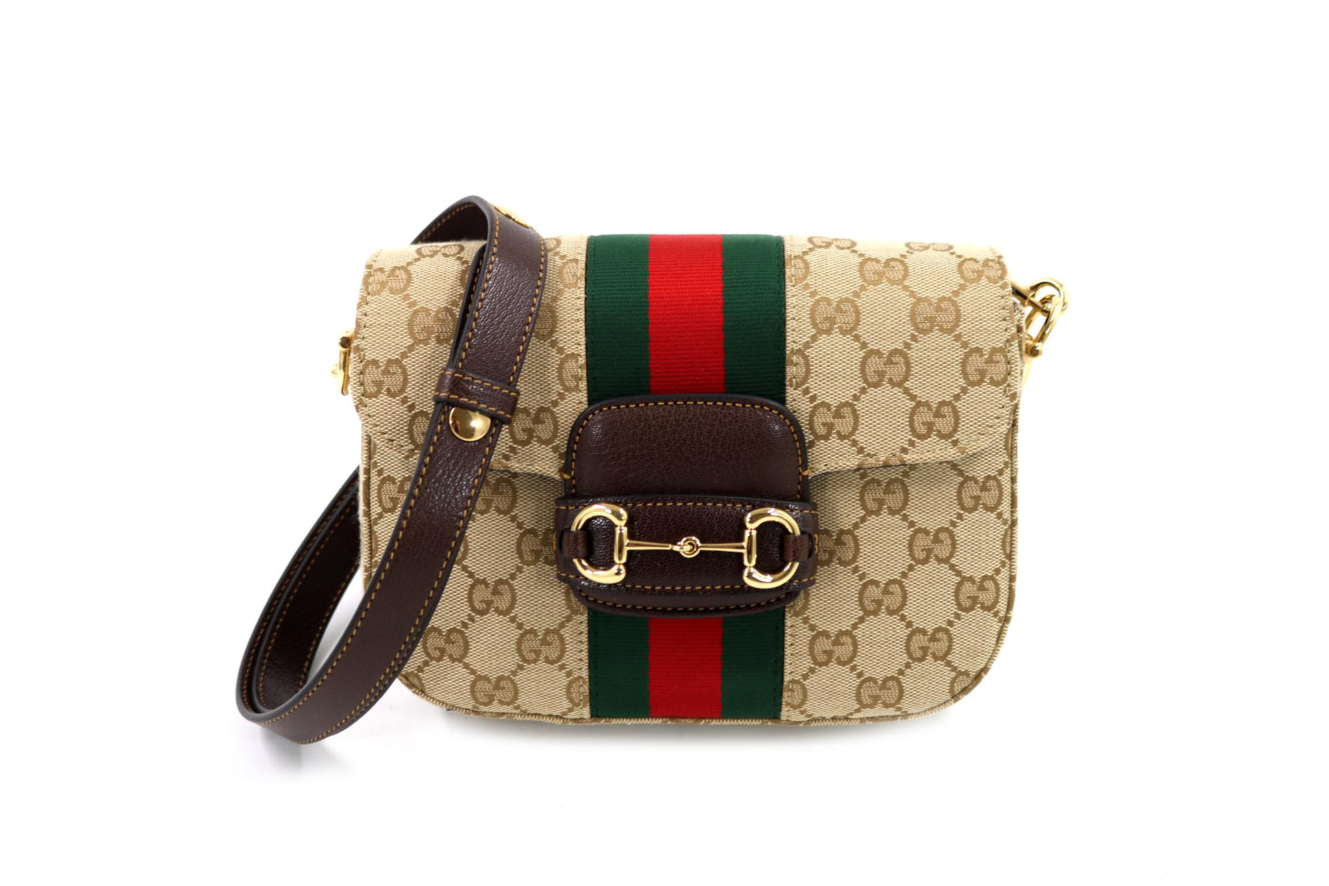 Gucci Horsebit 1955 Borsa a Spalla Misura Piccola GG Beige