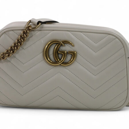 Gucci Camera Bag GG Marmont Misura Piccola Pelle Bianca