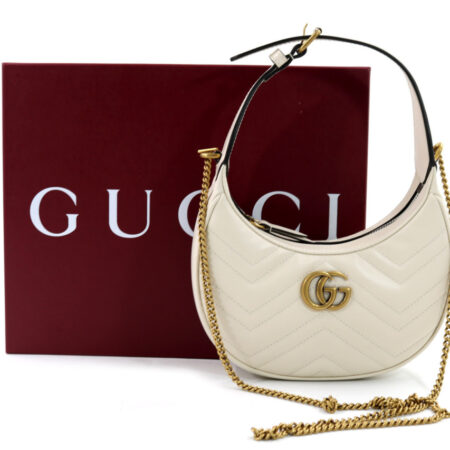 Gucci Borsa a Spalla GG Marmont Misura Piccola Pelle Bianca