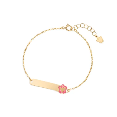 Bracciale oro bambina angel con targhetta personalizzabile