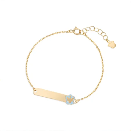 Bracciale oro bambino angel con targhetta personalizzabile