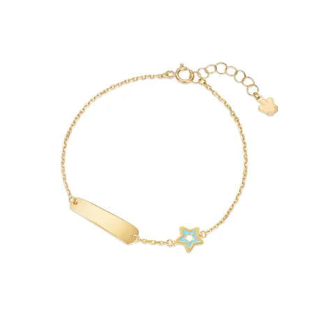Bracciale oro bambino stella con targhetta personalizzabile