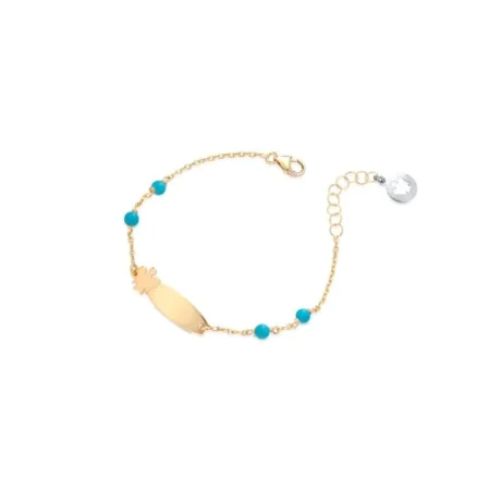 Bracciale oro bambino perline con targhetta personalizzabile